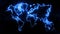 Colorful WorldÂ MapÂ on dark background, BlueÂ Glowing World Map